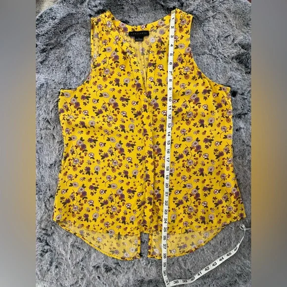 Sanctuary Anthropologie Floral Sleeveless Button Down Top Yellow Dandelion Daisy - Picture 13 of 14